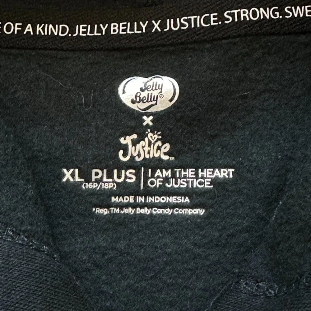 Jelly Belly Kids Black Hoodie with Candy Heart Graphic‎ Print Y2K Kidcore Retro